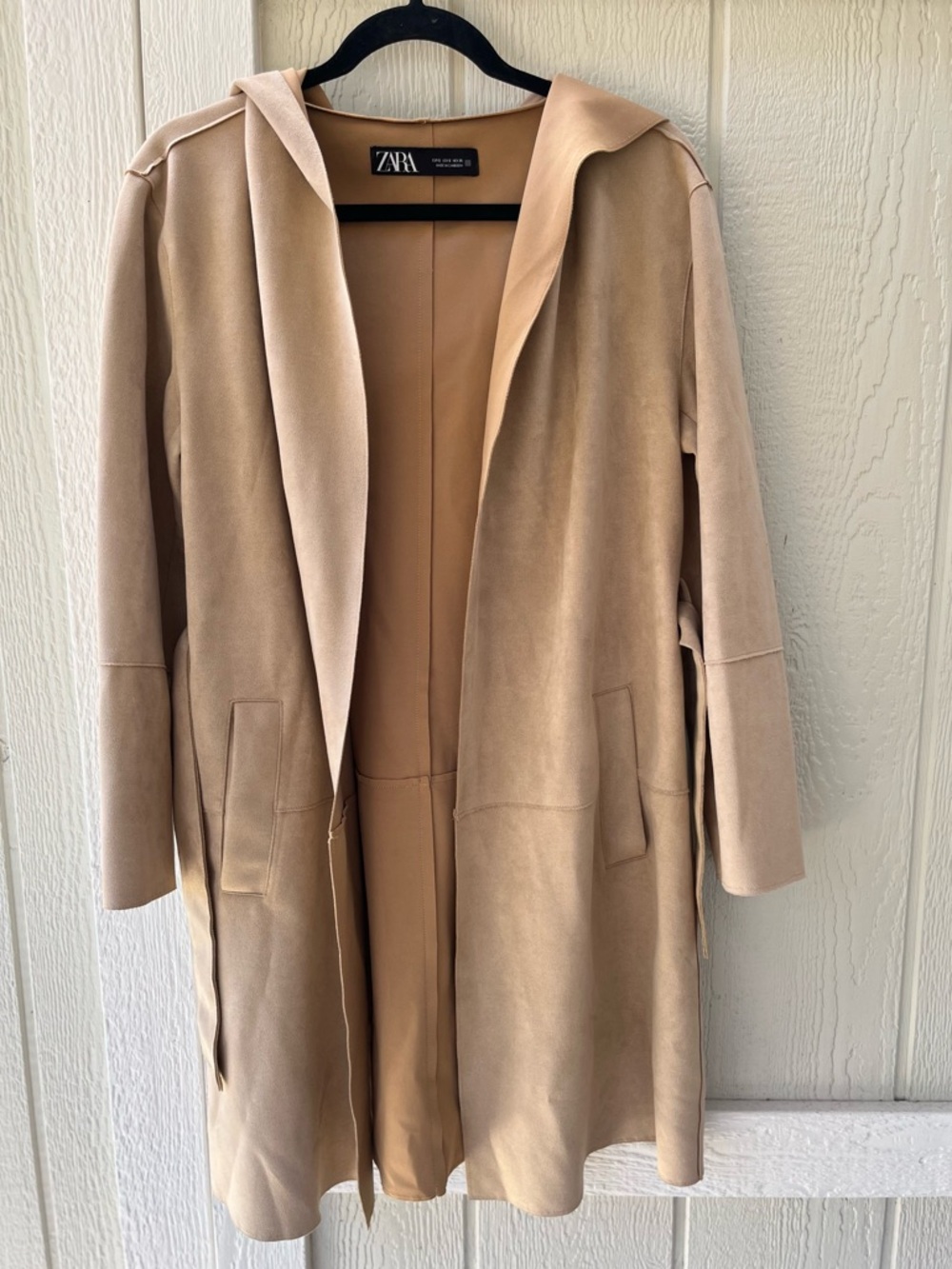 Zara Light Tan Hooded Long Trench Coat